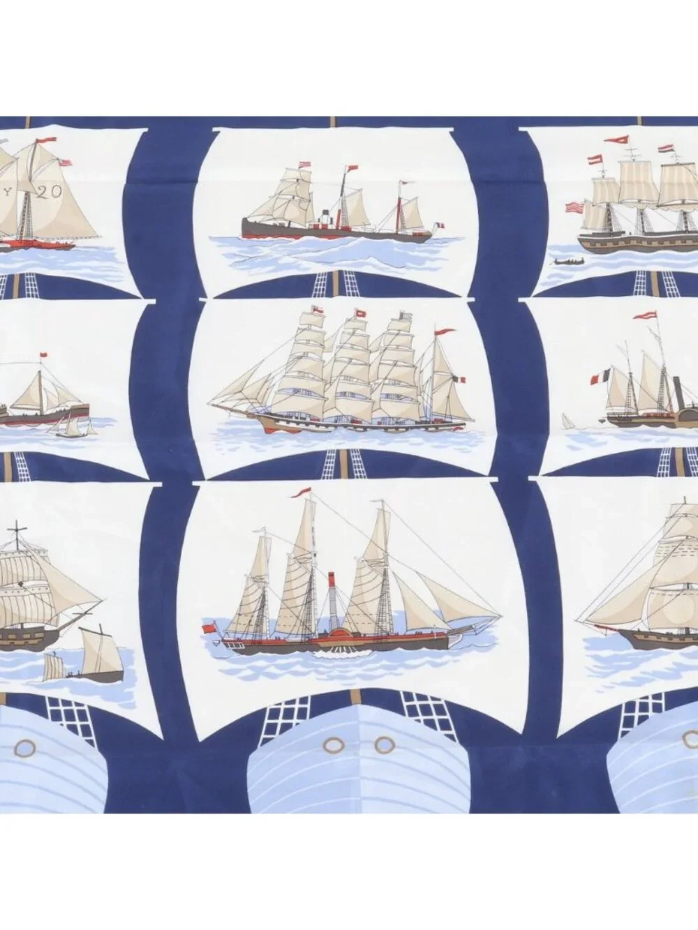 Hermes Carre 90 Grand Large Ship Silk 100% Scarf